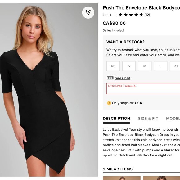 Push The Envelope Black Bodycon Dress - Picture 7 of 7